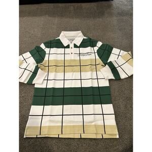 Bogey Boys Long sleeve Green Yellow Polo Offset‎ Check Men’s Size Small